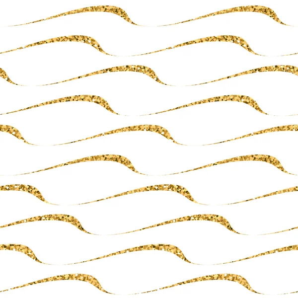 Gold Welle nahtloses Muster weiß 2 — Stockvektor