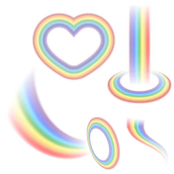 Regenboog pictogrammen instellen realistische hart — Stockvector