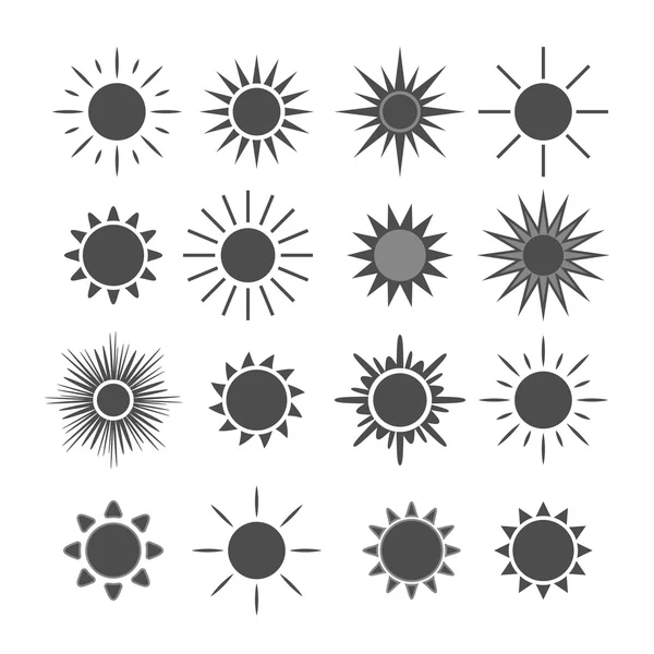 Ícones sol definir cinza —  Vetores de Stock