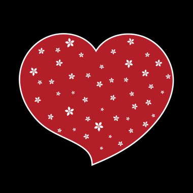 Kırmızı kalp çiçek çiçeği simgesi siyah