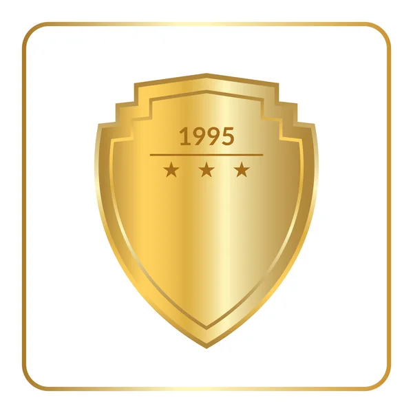 Shield emblem gold white — Stock Vector