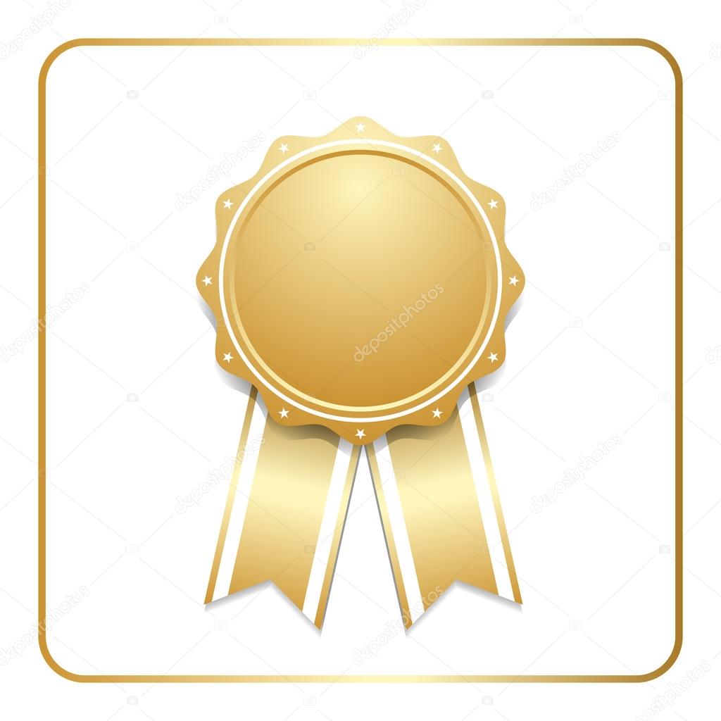 Award, cartoon, gold, ribbon, rosette, sign, winner icon - Download