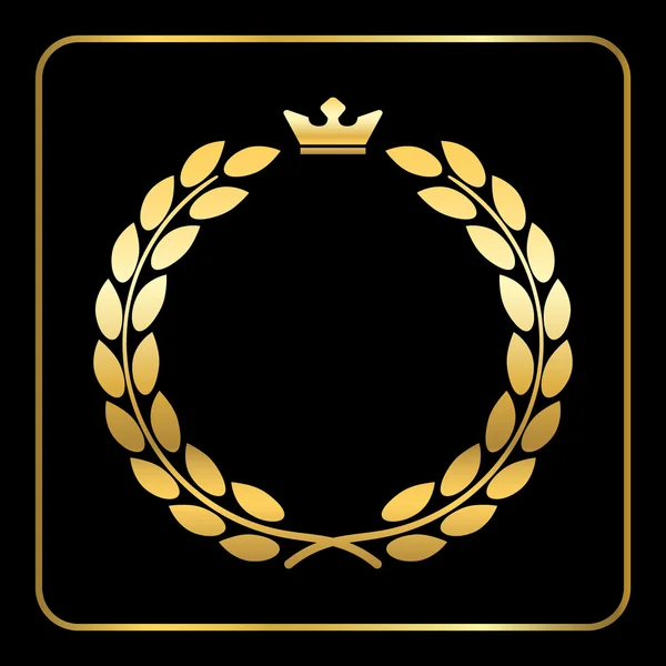 Corona de laurel de oro negro — Vector de stock