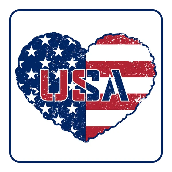 Grunge corazón bandera americana — Vector de stock