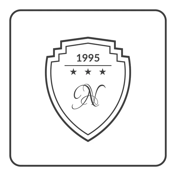 Escudo emblema plano blanco — Vector de stock