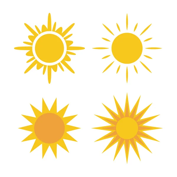 Icônes du soleil ensemble Collection signes jaunes — Image vectorielle