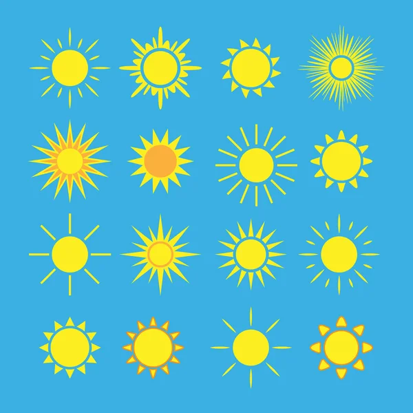 Icônes de soleil ensemble bleu — Image vectorielle