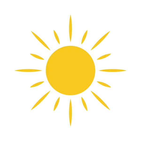 Sun Icon ljus skylt solstrålar gul designelement — Stock vektor
