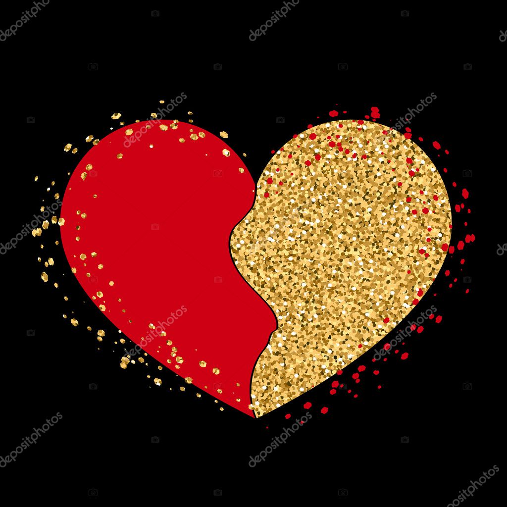 Halves Gold Heart Icon Golden Red Splash Stock Vector C Alona S Halves Gold Heart Icon Golden Red Splash Stock Vector C Alona S
