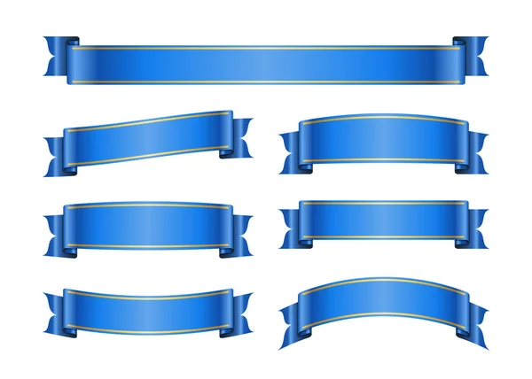Banery wstążki niebieski zestaw 1b — Wektor stockowy