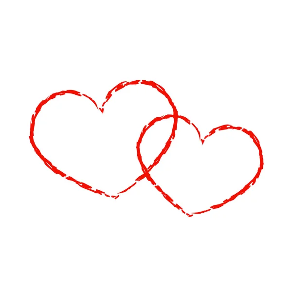 Kırmızı kalp simgesi Çift Kişilik grunge 4 — Stok Vektör