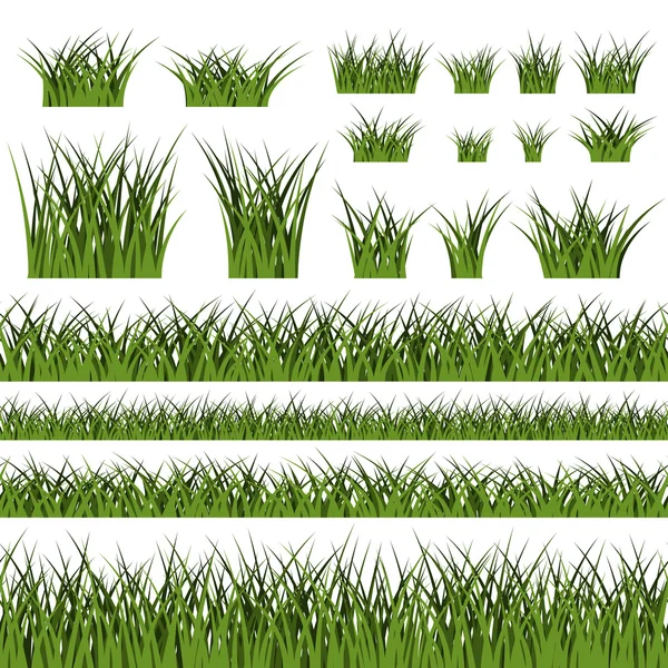 Herbe verte motif sans couture et des buissons — Image vectorielle