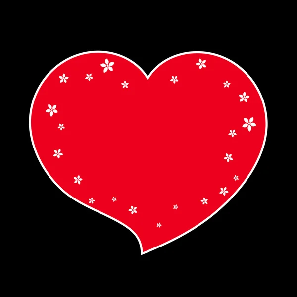 Rood hart bloem bloesem pictogram zwart — Stockvector