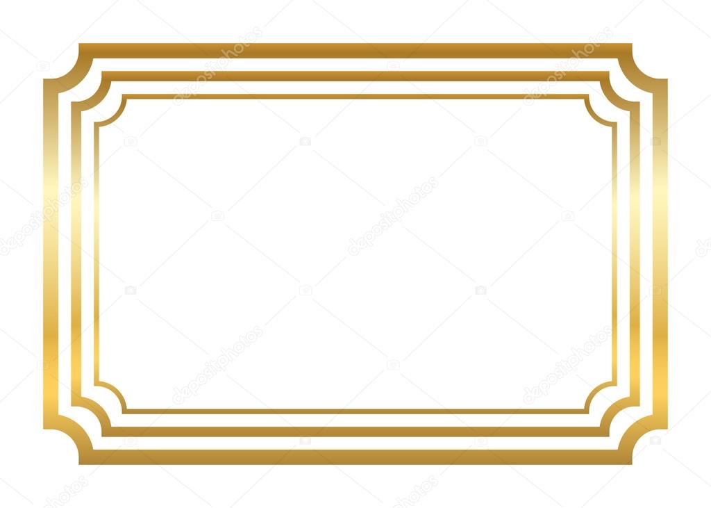 Marco dorado hermoso diseño dorado simple borde decorativo de estilo  vintage aislado en vector de fondo blanco