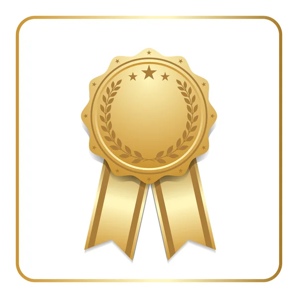 Nagroda wstążka złota ikona laurowy wieniec — Wektor stockowy