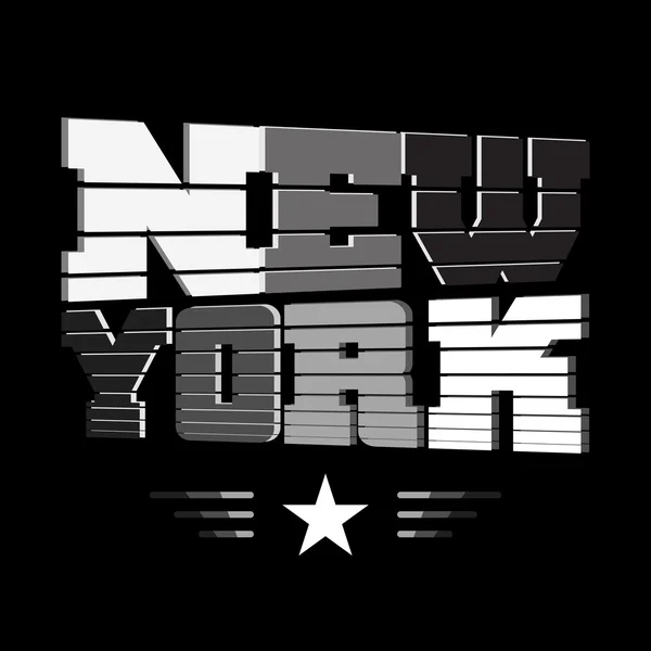 T shirt New York zwart wit grijs ster — Stockvector