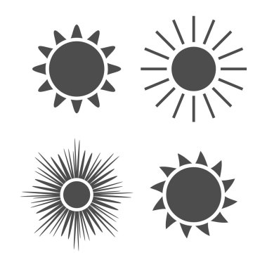 Güneş beyaz gri işaretleri izole set simgeleri