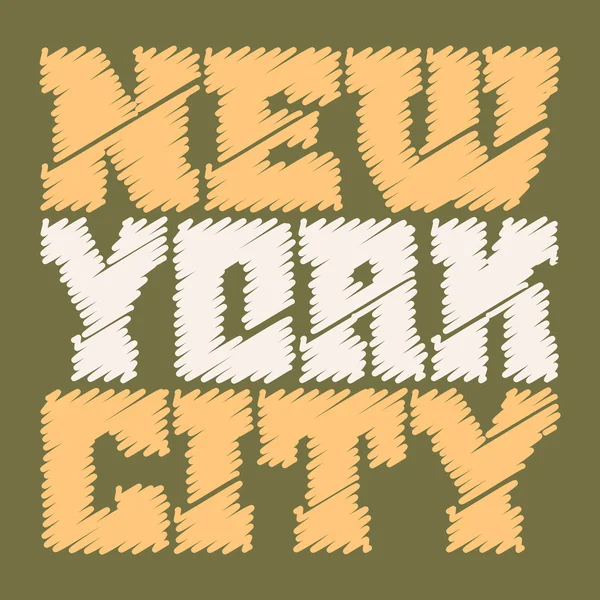 T-shirt tipografia gráficos New York desenhado verde — Vetor de Stock