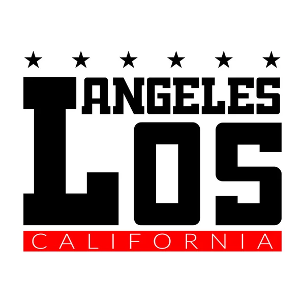T shirt tipografia grafica Los Angeles California stelle — Vettoriale Stock