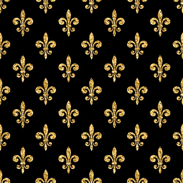 Golden fleur-de-lis bezešvé pattern černá 1 — Stockový vektor