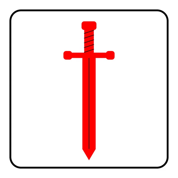 Icona spada medievale rossa — Vettoriale Stock