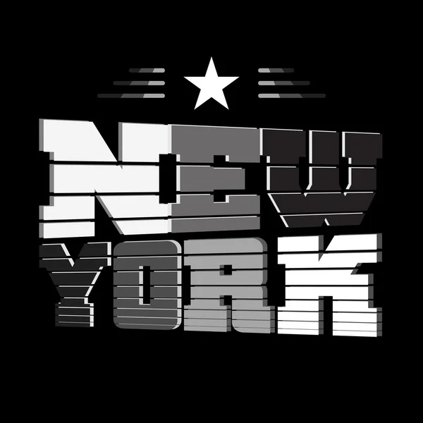 T shirt New York zwart witte ster — Stockvector