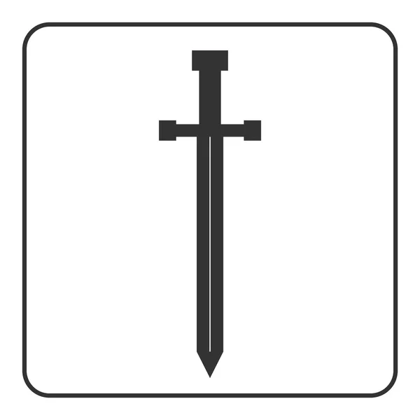 Középkori kard ikon silhouette elszigetelt — Stock Vector