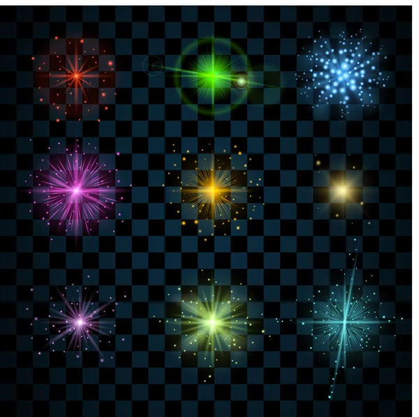 Πολύχρωμο αστέρια λάμπουν — Διανυσματικό Αρχείο
