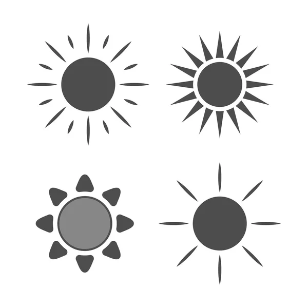 Icônes du soleil mis signes gris isolés — Image vectorielle