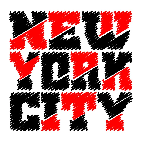 Póló tipográfia grafikák New York húzott — Stock Vector