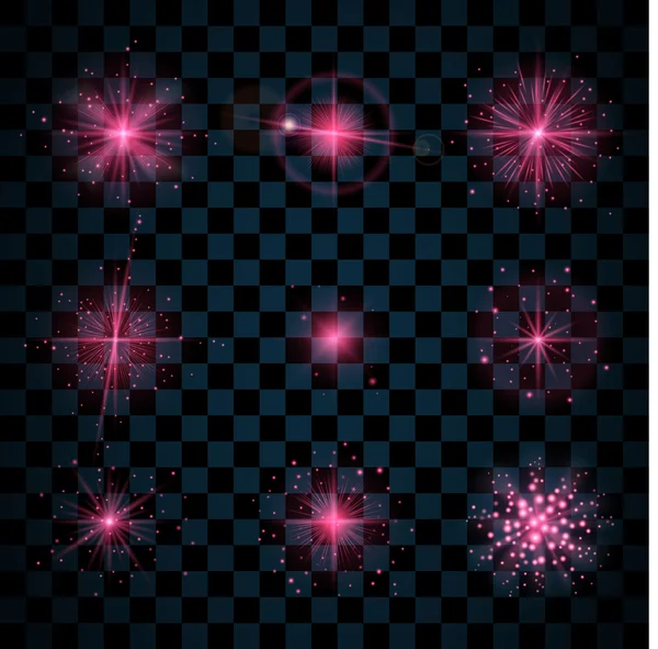 Λάμψη ροζ αστέρια λάμπει αστραφτερά — Διανυσματικό Αρχείο