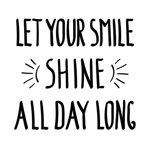 Smile shine doodle Inspirational inscription — Stock Vector