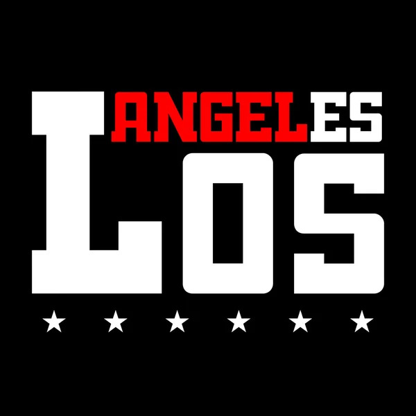 Tipografía camiseta Los Angeles CA estrellas negro — Vector de stock