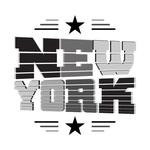 T shirt New York nera grigia stella bianca — Vettoriale Stock