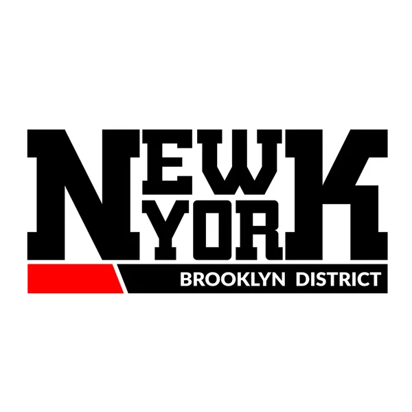 T shirt tipografia New York Brooklyn district — Vettoriale Stock