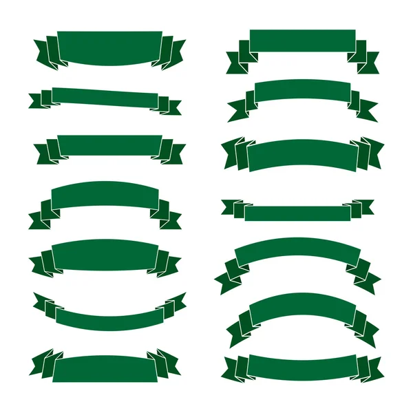 Banner nastro verde set Bella decorazione in bianco — Vettoriale Stock