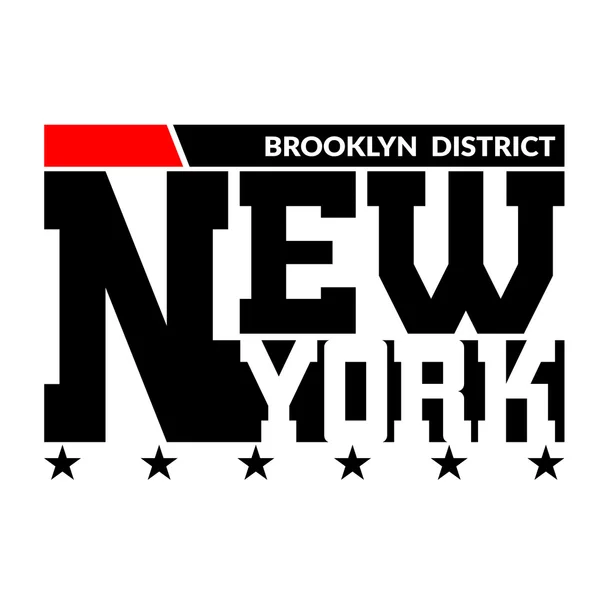 T košile typografie hvězda New York červená — Stockový vektor