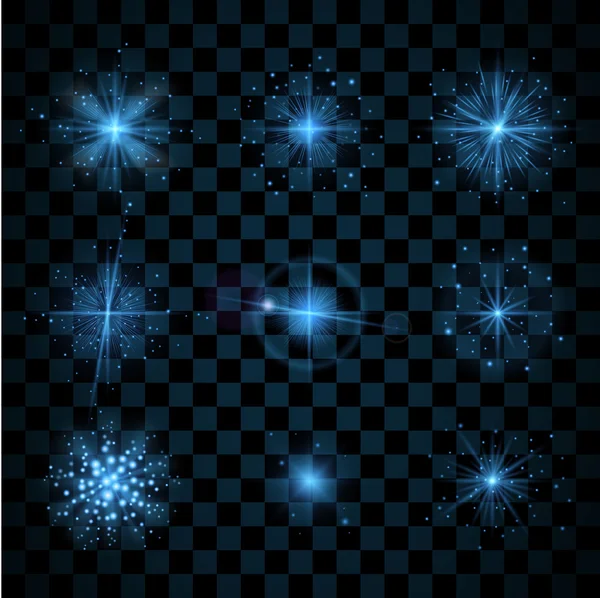 Μπλε λάμψη αστέρων glitters αστράφτει — Διανυσματικό Αρχείο