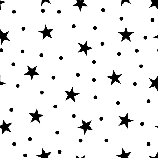 Star pois motif sans couture imprimé noir — Image vectorielle