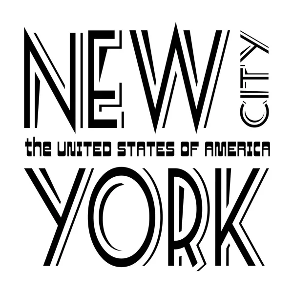 T shirt tipografi grafik New York siyah beyaz — Stok Vektör