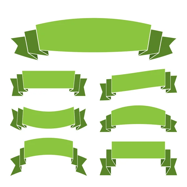 Bannières vertes ensemble rubans de décoration — Image vectorielle