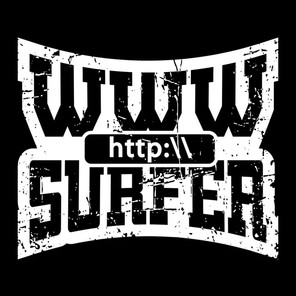 WWW surfer t-shirt typographie graphiques — Image vectorielle