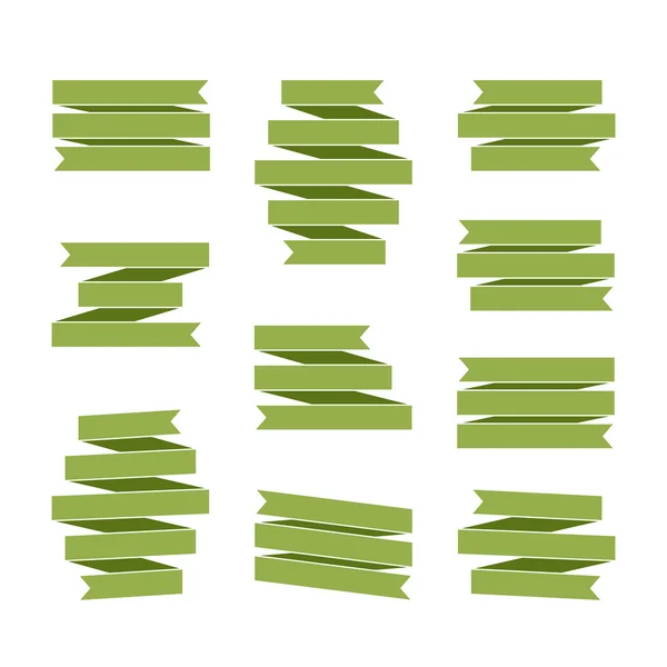 Bannières de ruban vert mis décoration vierge — Image vectorielle
