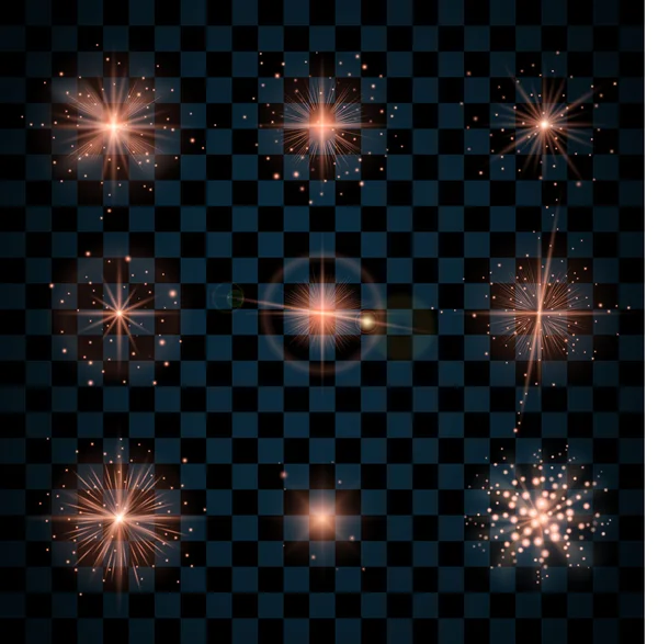 Brillan estrellas de color rosa brilla iconos — Vector de stock