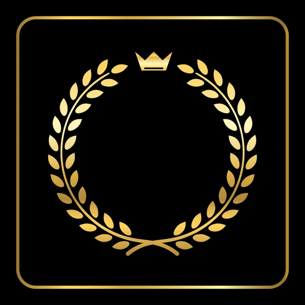 Arany babér búza koszorú ikon korona — Stock Vector
