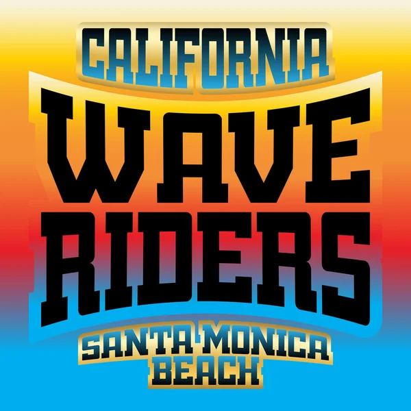 Wave riders t shirt graphics rainbow — Stock Vector