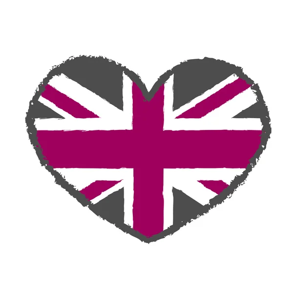 Сердце типографии футболки с британским флагом — стоковый вектор