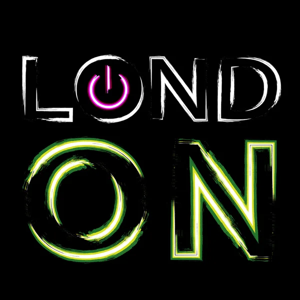 T-Shirt Typografie Grafiken London Neon — Stockvektor