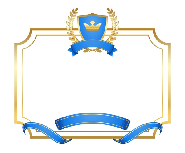Couronne de laurier couronne de cadre de bouclier icône or — Image vectorielle