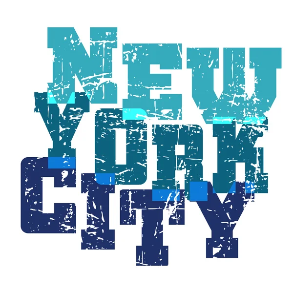 T shirt τυπογραφία Νέα Υόρκη μπλε — Διανυσματικό Αρχείο